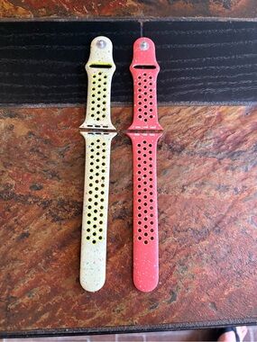Apple Watch Nike Yellow and Coral Bands